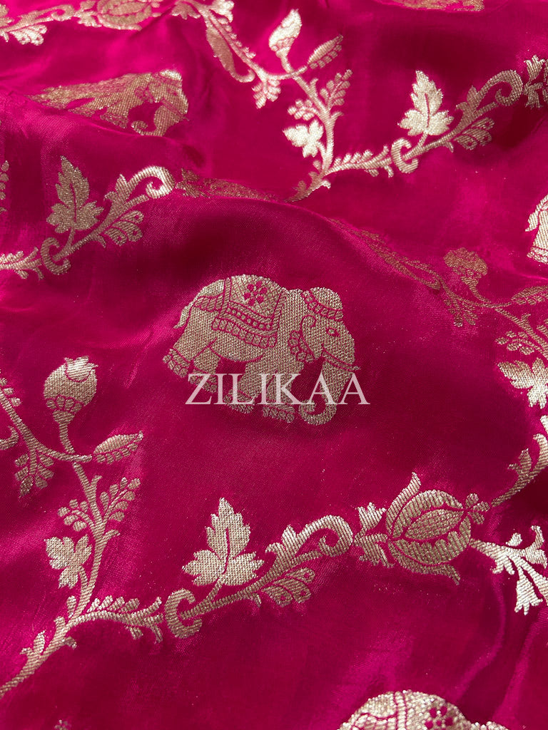 Queen Pink Munga Silk Saree