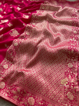 Queen Pink Banarasi Uppada Silk Saree