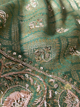 Fern Green Zardozi Handwork Patola Munga silk saree