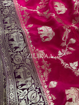 Queen Pink Munga Silk Saree