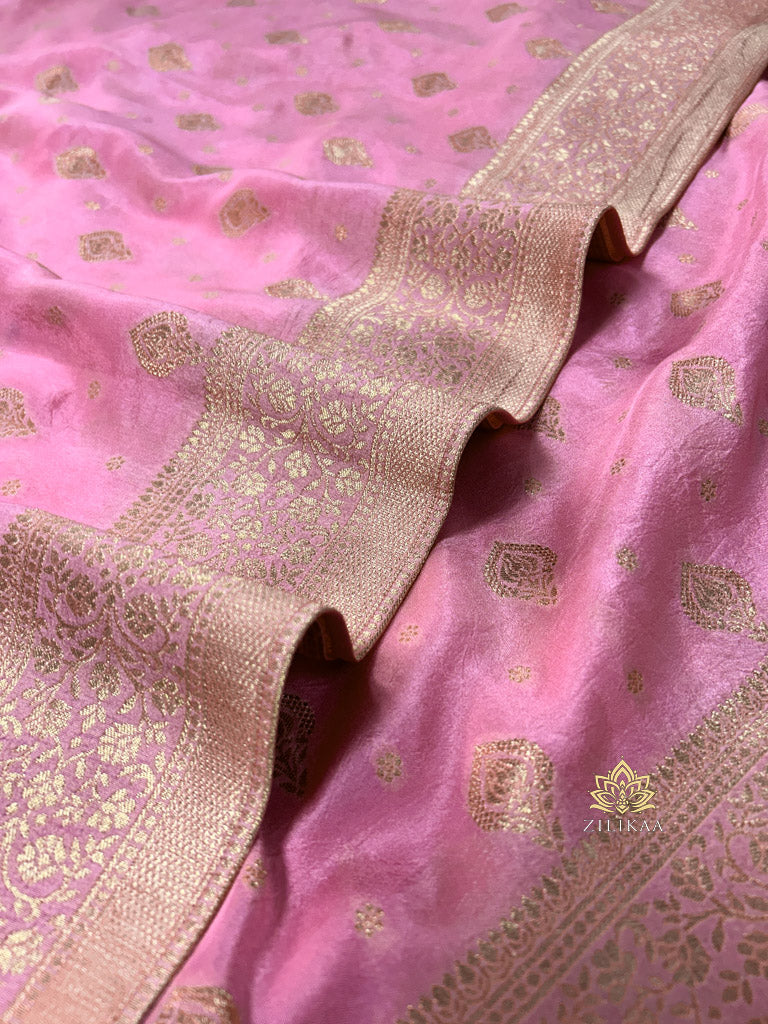 Baby Pink Banarasi Uppada Silk Saree