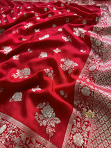 Scarlet Red Banarasi Uppada Silk Saree