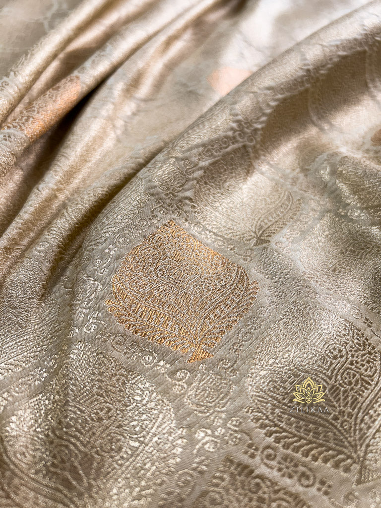Ivory White Kanchipuram Silk Saree
