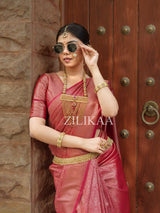 Maroon Red Kanjeevaram Silk Saree