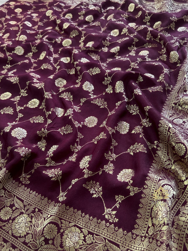 Plum Wine Banarasi Uppada Silk Saree