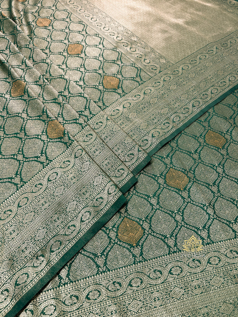 Bottle Green Kanchipuram Silk Saree