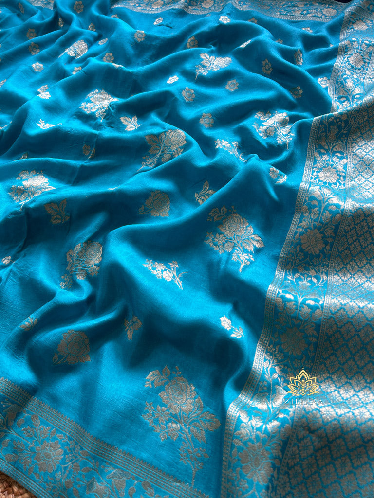 Firozi Blue Banarasi Uppada Silk Saree
