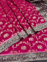 Queen Pink Munga Silk Saree