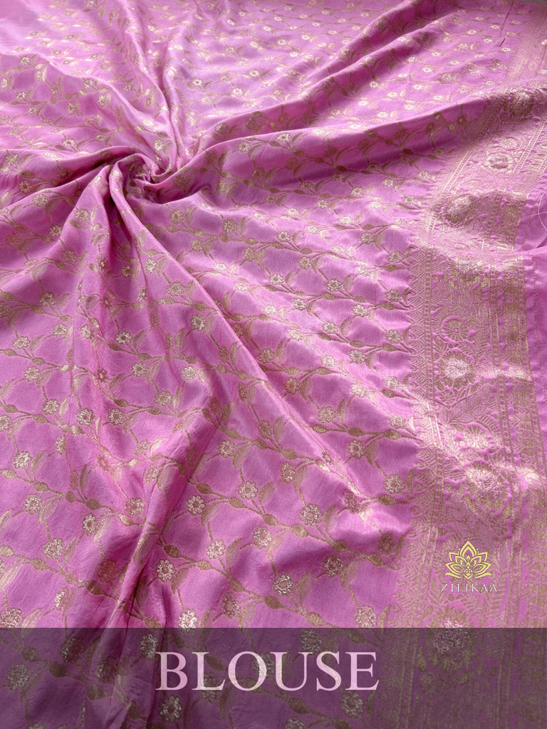 Baby Pink Banarasi Uppada Silk Saree