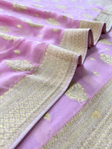 Baby Pink Banarasi Khaddi Weaved Georgette Saree