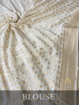Ivory White Banarasi Khaddi Weaved Georgette Saree