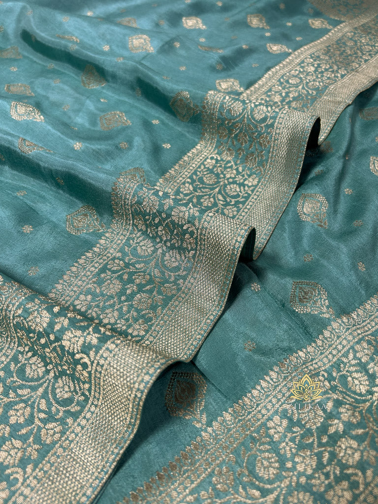 French Green Banarasi Uppada Silk Saree