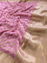 Baby Pink Banarasi Khaddi Weaved Georgette Saree