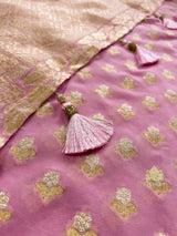 Baby Pink Banarasi Khaddi Weaved Georgette Saree
