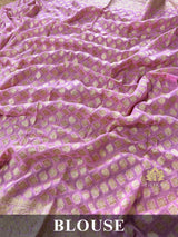 Baby Pink Banarasi Khaddi Weaved Georgette Saree