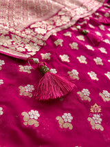 Queen Pink Banarasi Khaddi Weaved Georgette Saree