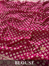 Queen Pink Banarasi Khaddi Weaved Georgette Saree