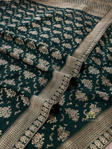 Bottle Green Banarasi Uppada Silk Saree
