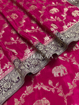 Queen Pink Munga Silk Saree