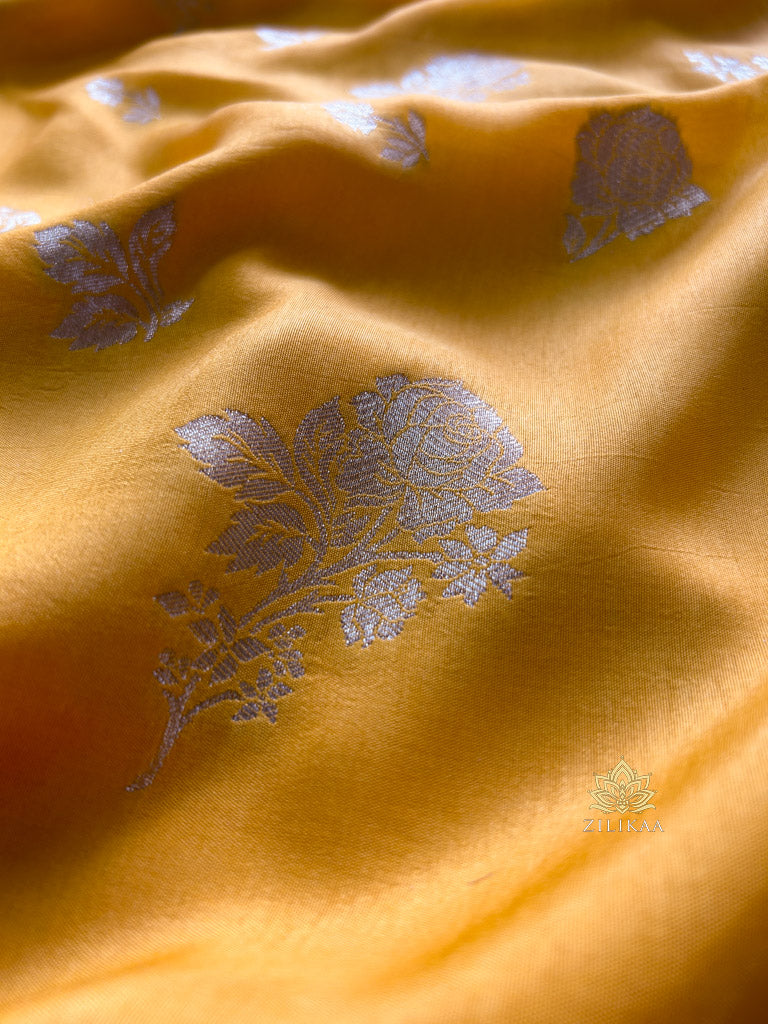 Mustard Yellow Banarasi Uppada Silk Saree