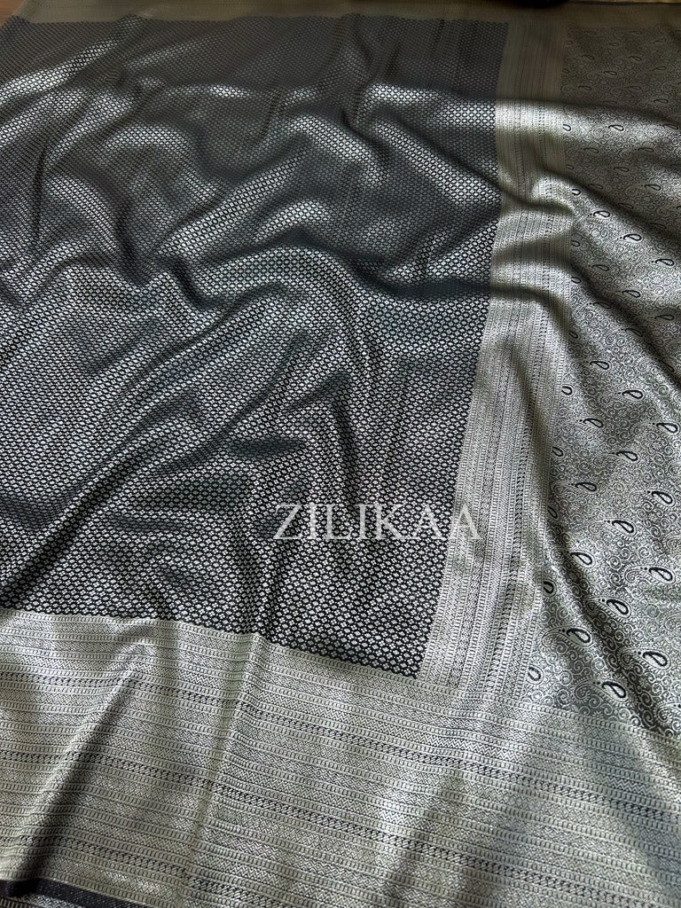 Midnight Black Kanjeevaram SIlk Saree