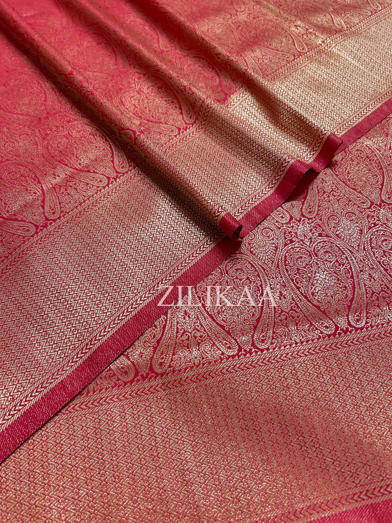 Maroon Red Kanjeevaram Silk Saree