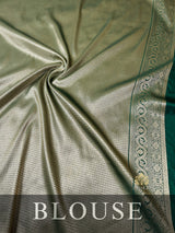 Bottle Green Kanchipuram Silk Saree