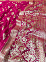Queen Pink Banarasi Khaddi Weaved Georgette Saree