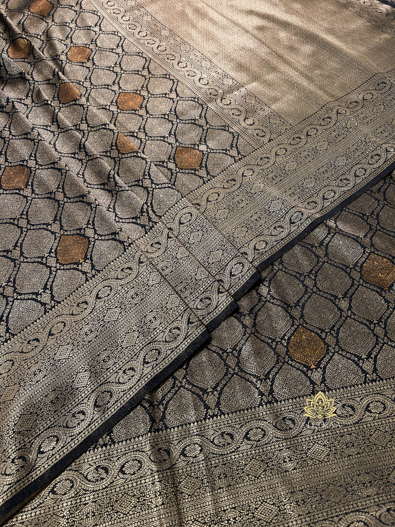 Midnight Black Kanchipuram Silk Saree