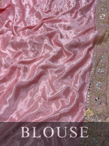 Pastel Pink Special Zardozi Gota Handwork Banarasi Silk Saree