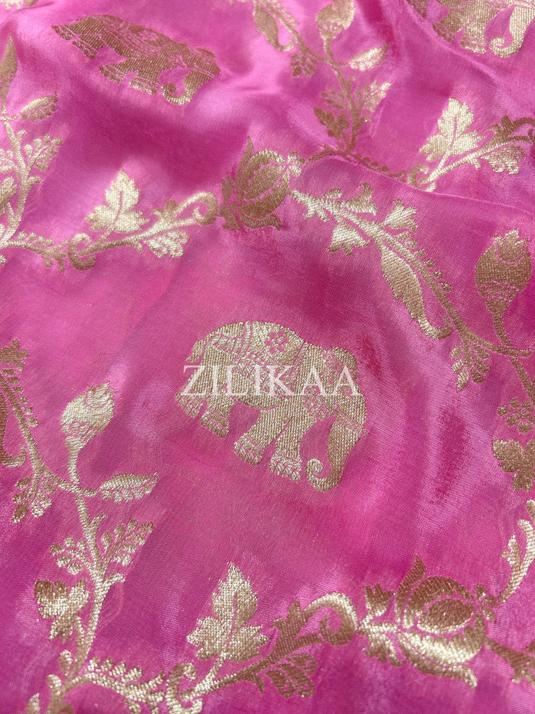 Pastel Pink Munga Silk Saree