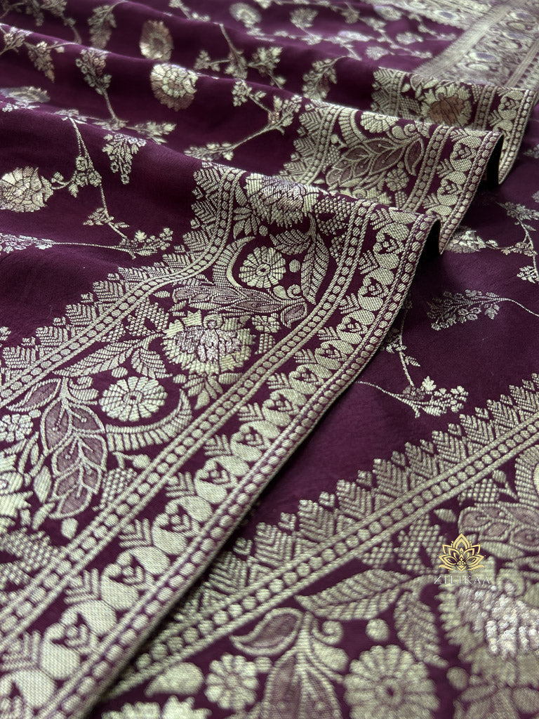 Plum Wine Banarasi Uppada Silk Saree