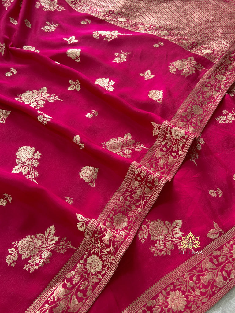 Queen Pink Banarasi Uppada Silk Saree