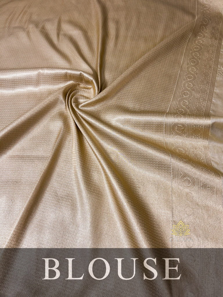 Ivory White Kanchipuram Silk Saree