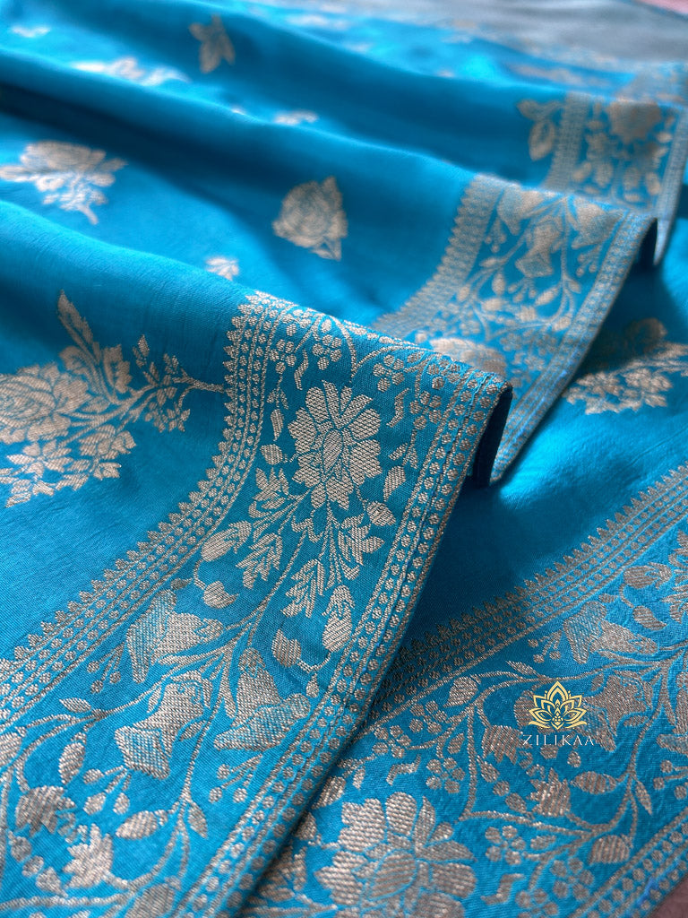 Firozi Blue Banarasi Uppada Silk Saree