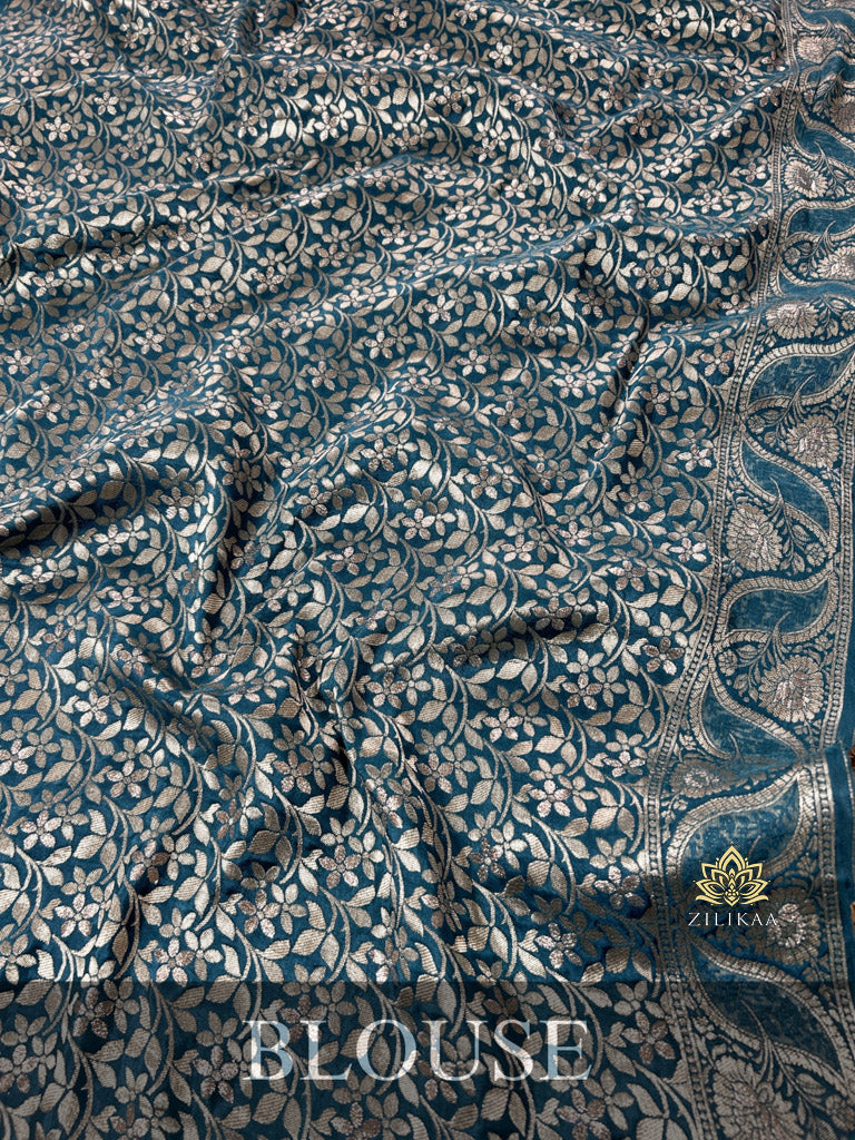 Teal Blue Banarasi Uppada Silk Saree