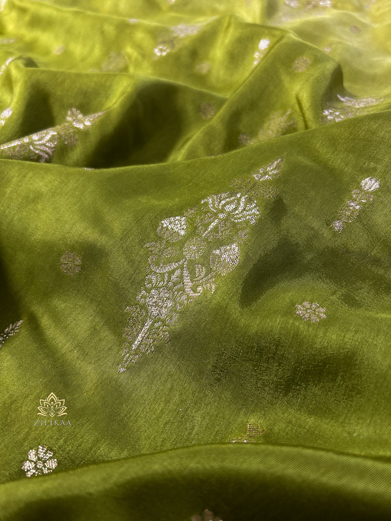Hand-Dyed Double Shade Banarasi Uppada Silk saree