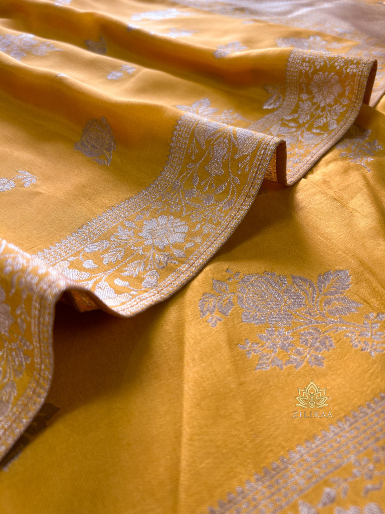 Mustard Yellow Banarasi Uppada Silk Saree