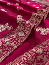 Queen Pink Banarasi Uppada Silk Saree