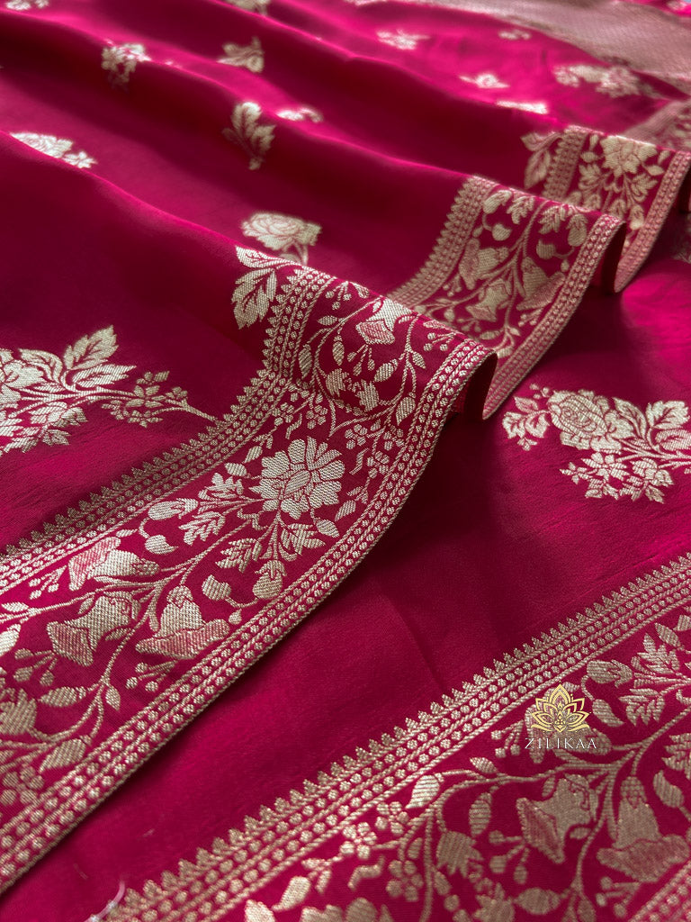 Queen Pink Banarasi Uppada Silk Saree