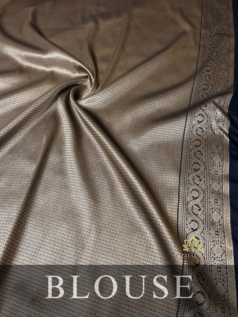 Midnight Black Kanchipuram Silk Saree