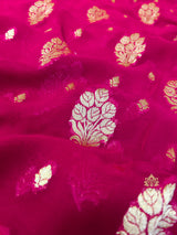 Queen Pink Banarasi Khaddi Weaved Georgette Saree