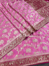 Pastel Pink Munga Silk Saree