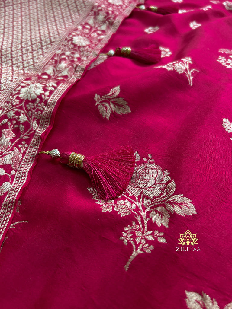 Queen Pink Banarasi Uppada Silk Saree