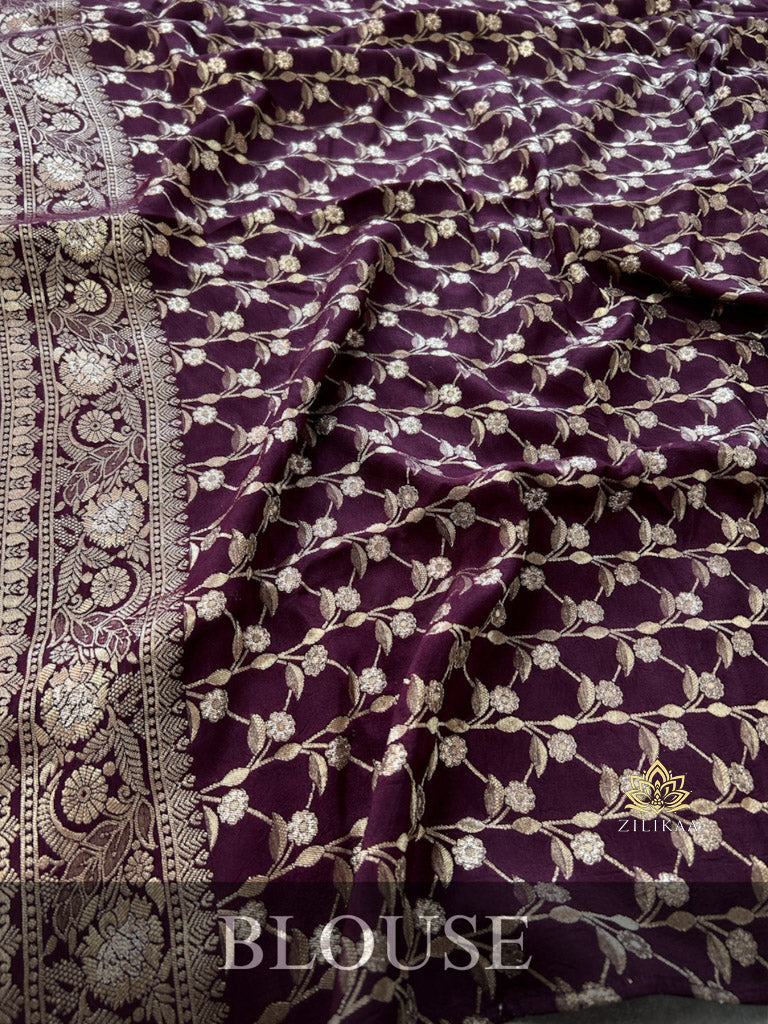 Plum Wine Banarasi Uppada Silk Saree