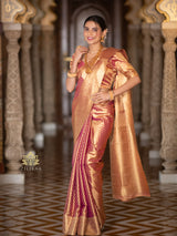 Salmon Pink Kanchipuram Tissue Silk Saree