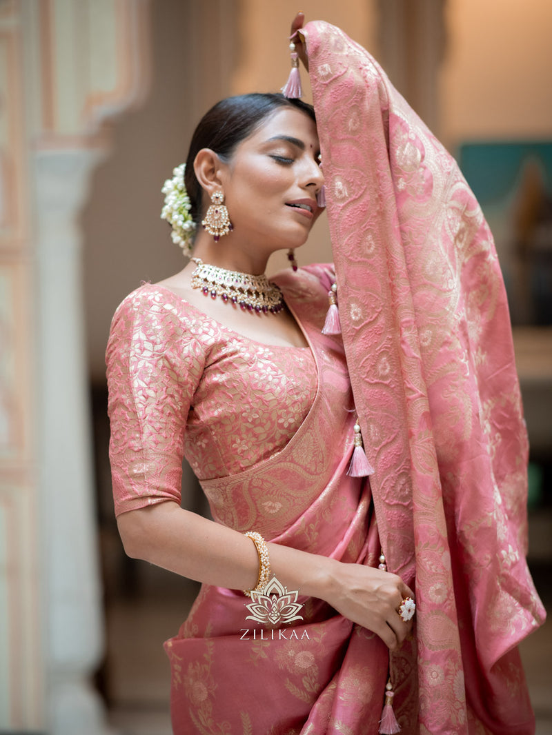 Orchid Pink Banarasi Uppada Silk Saree
