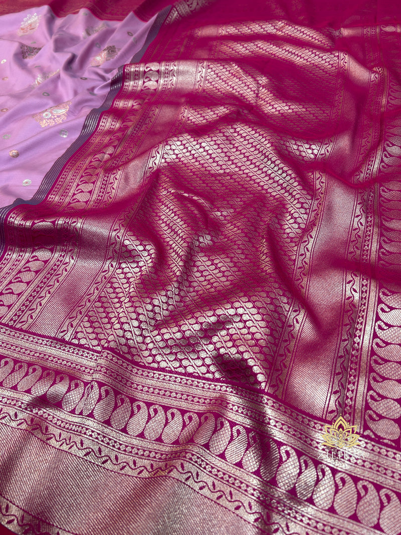 Lilac Purple Banarasi Katan Silk Saree