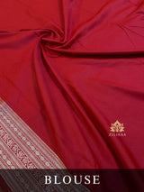 Ivory with Red Banarasi Katan Silk Saree