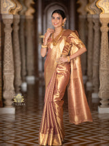 Caramel Gold Kanchipuram Tissue Silk Saree